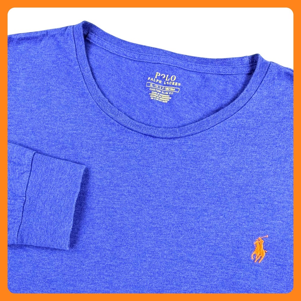Polo Ralph Lauren Long Sleeve T-Shirt Men XL Blue Cotton Custom Slim Fit Pony